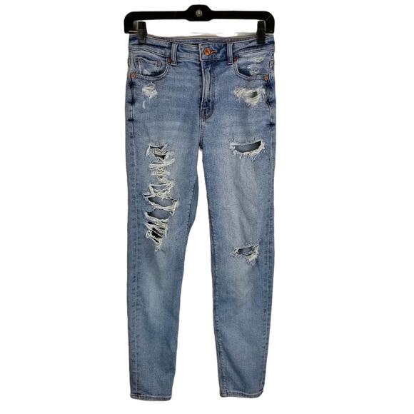 American Eagle Outfitters Distressed Mom Jeans Size 0 - Picture 1 of 8